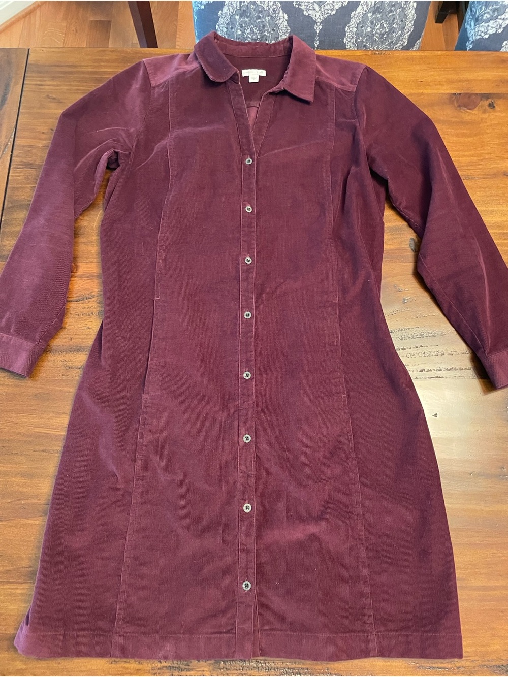 J. Jill Fine-Wale Corduroy Shirt Dress - Burgundy - Size M (Like New)